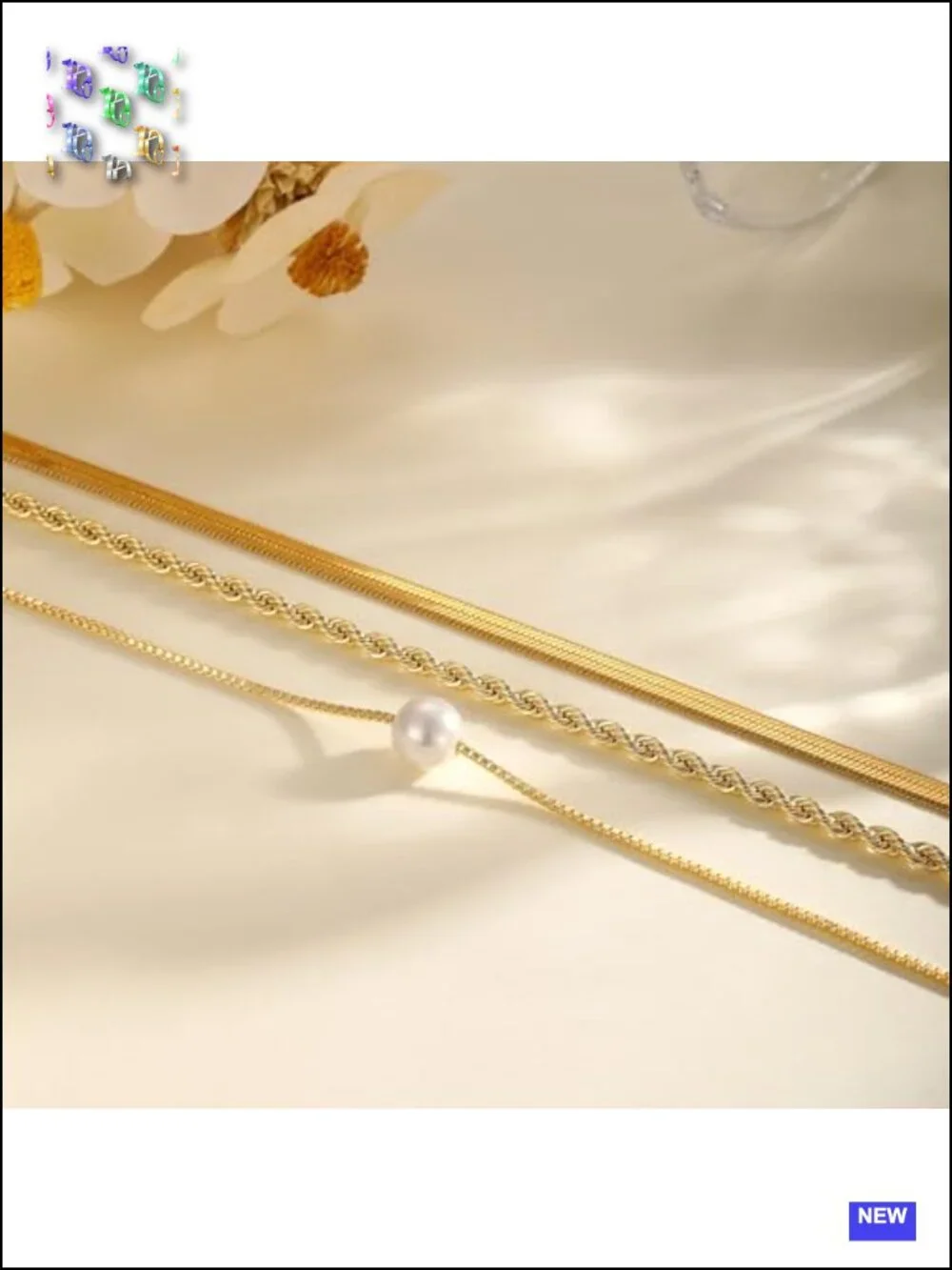 Layered 14K Gold Plated Choker Necklace Set with CZ Pendant